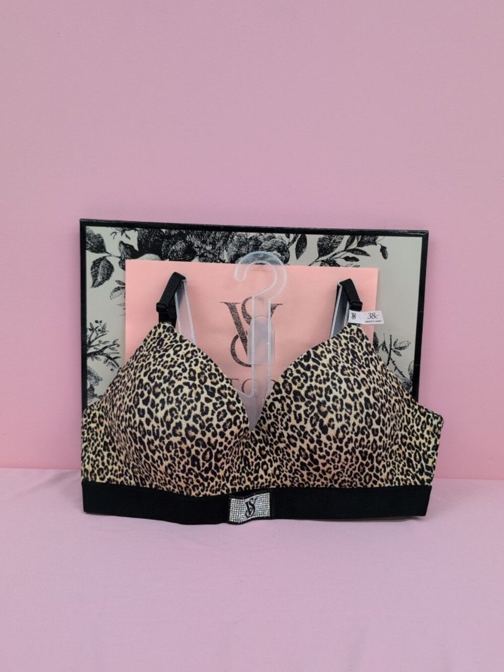 Victoria Secret Shine Patch Lightly Lined Demi Bra 38C Leopard